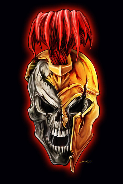 Evil Spartan Skull Painting